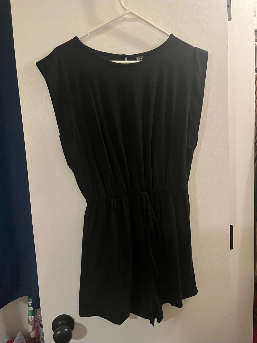 Sleeveless Black Drawstring Waist Women’s Romper